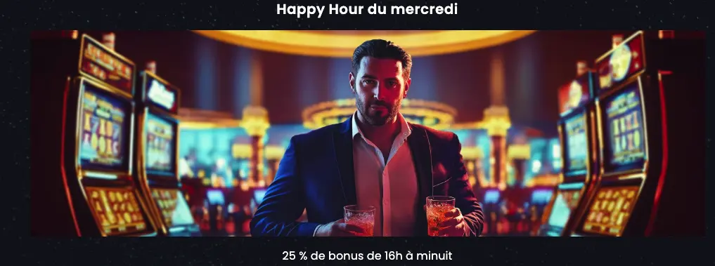 Happy Hour du Mercredi Casino Night - Bonus hebdomadaire spécial