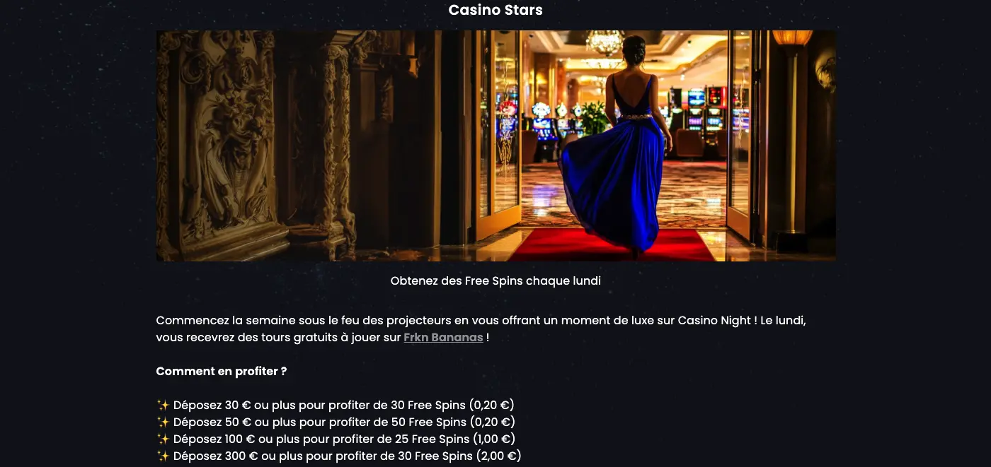 Programme Casino Stars - Système de récompenses Casino Night