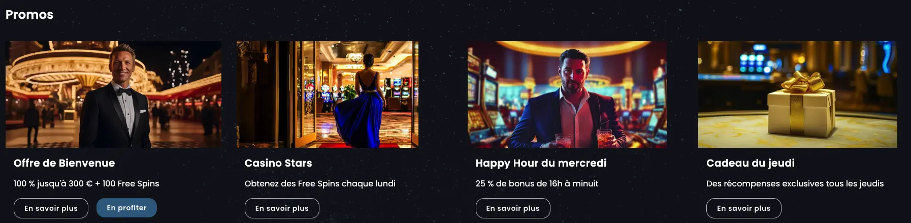 Promotions et bonus Casino Night - Offres spéciales casino